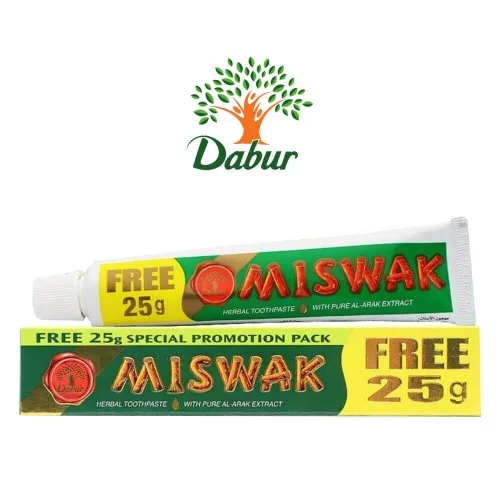 Dentifrice Dabur Miswak Herbal 50g + 25g GRATUIT